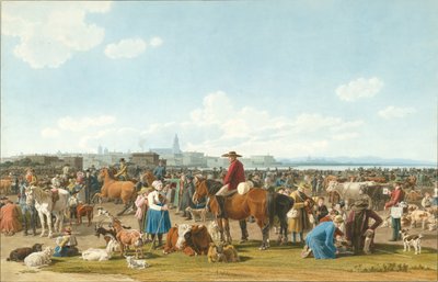 Cattle Market before a Large City on a Lake, 1820 by Wilhelm Alexander Kobell